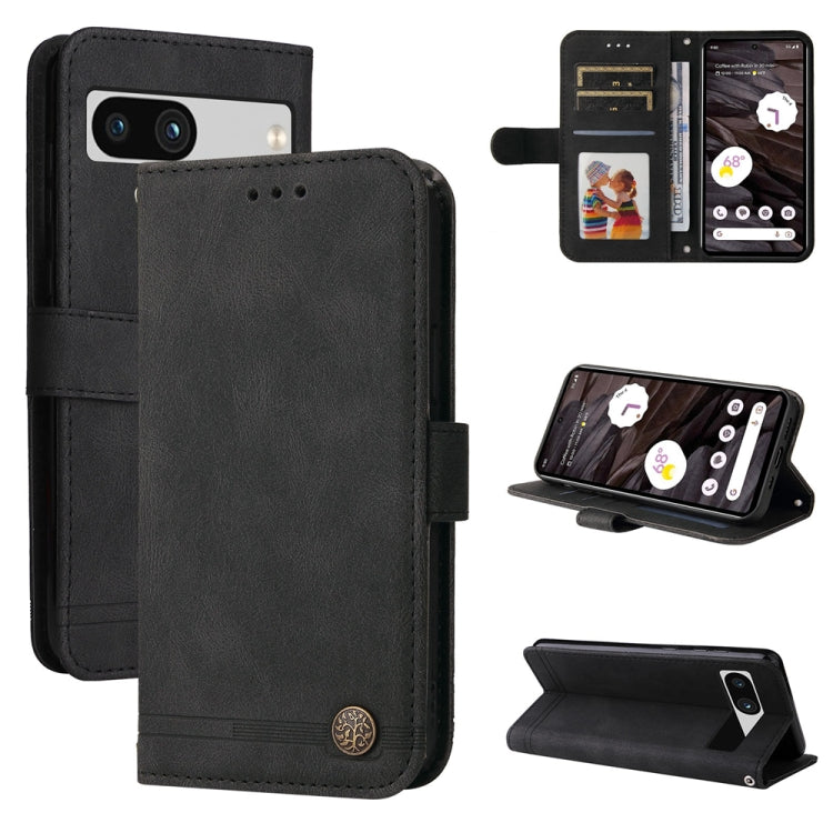 Custodia per telefono in pelle con bottone in metallo con albero della vita Skin Feel, For Google Pixel 8, For Google Pixel 7a, For Google Pixel 7 Pro, For Google Pixel  7