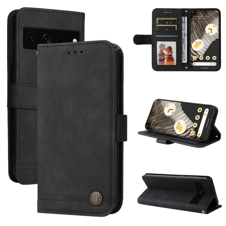 Custodia per telefono in pelle con bottone in metallo con albero della vita Skin Feel, For Google Pixel 8, For Google Pixel 7a, For Google Pixel 7 Pro, For Google Pixel  7