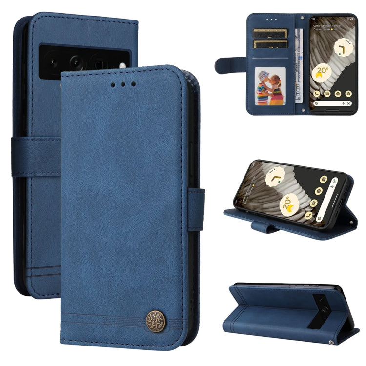 Custodia per telefono in pelle con bottone in metallo con albero della vita Skin Feel, For Google Pixel 8, For Google Pixel 7a, For Google Pixel 7 Pro, For Google Pixel  7