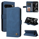 Custodia per telefono in pelle con bottone in metallo con albero della vita Skin Feel, For Google Pixel 9 Pro, For Google Pixel 9, For Google Pixel 8a, For Google Pixel 8 Pro