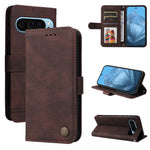 Custodia per telefono in pelle con bottone in metallo con albero della vita Skin Feel, For Google Pixel 9 Pro, For Google Pixel 9, For Google Pixel 8a, For Google Pixel 8 Pro