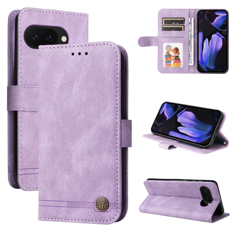Custodia per telefono in pelle con bottone in metallo con albero della vita Skin Feel, For Google Pixel 11 Pro XL, For Google Pixel 11 / Pixel 11 Pro, For Google Pixel 10a, For Google Pixel 9a