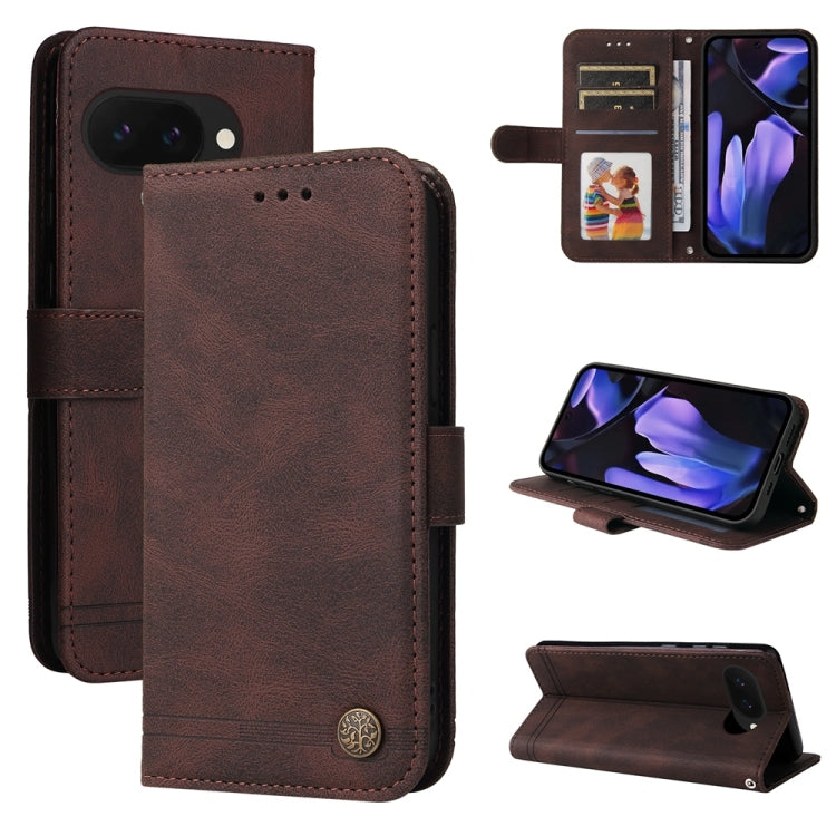 Custodia per telefono in pelle con bottone in metallo con albero della vita Skin Feel, For Google Pixel 11 Pro XL, For Google Pixel 11 / Pixel 11 Pro, For Google Pixel 10a, For Google Pixel 9a