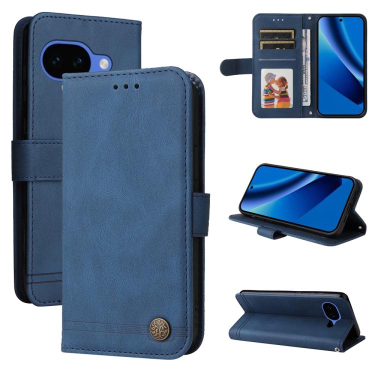 Custodia per telefono in pelle con bottone in metallo con albero della vita Skin Feel, For Google Pixel 11 Pro XL, For Google Pixel 11 / Pixel 11 Pro, For Google Pixel 10a, For Google Pixel 9a
