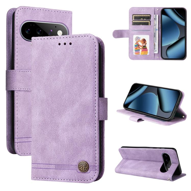 Custodia per telefono in pelle con bottone in metallo con albero della vita Skin Feel, For Google Pixel 11 Pro XL, For Google Pixel 11 / Pixel 11 Pro, For Google Pixel 10a, For Google Pixel 9a