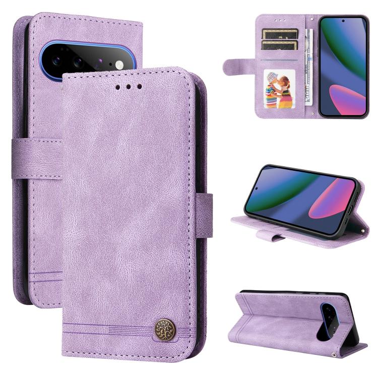 Custodia per telefono in pelle con bottone in metallo con albero della vita Skin Feel, For Google Pixel 11 Pro XL, For Google Pixel 11 / Pixel 11 Pro, For Google Pixel 10a, For Google Pixel 9a