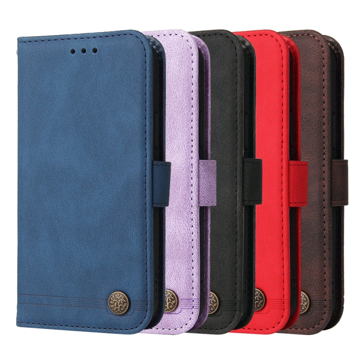 Custodia per telefono in pelle con bottone in metallo con albero della vita Skin Feel, For Google Pixel 9 Pro, For Google Pixel 9, For Google Pixel 8a, For Google Pixel 8 Pro