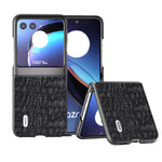 ABEEL Custodia per telefono con baldacchino in vera pelle con bordo nero, For Motorola Razr 40 Ultra