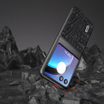 ABEEL Custodia per telefono con baldacchino in vera pelle con bordo nero, For Motorola Razr 40 Ultra