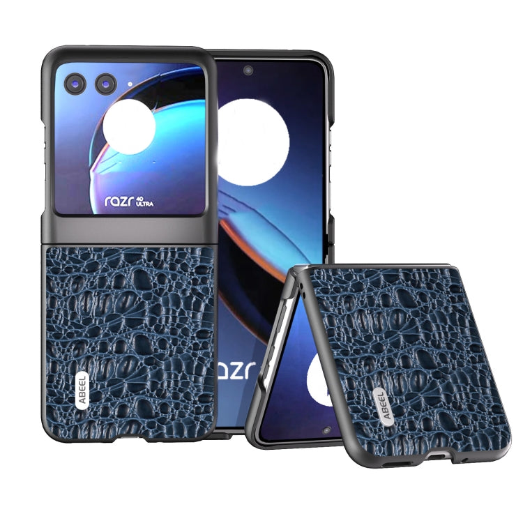 ABEEL Custodia per telefono con baldacchino in vera pelle con bordo nero, For Motorola Razr 40 Ultra