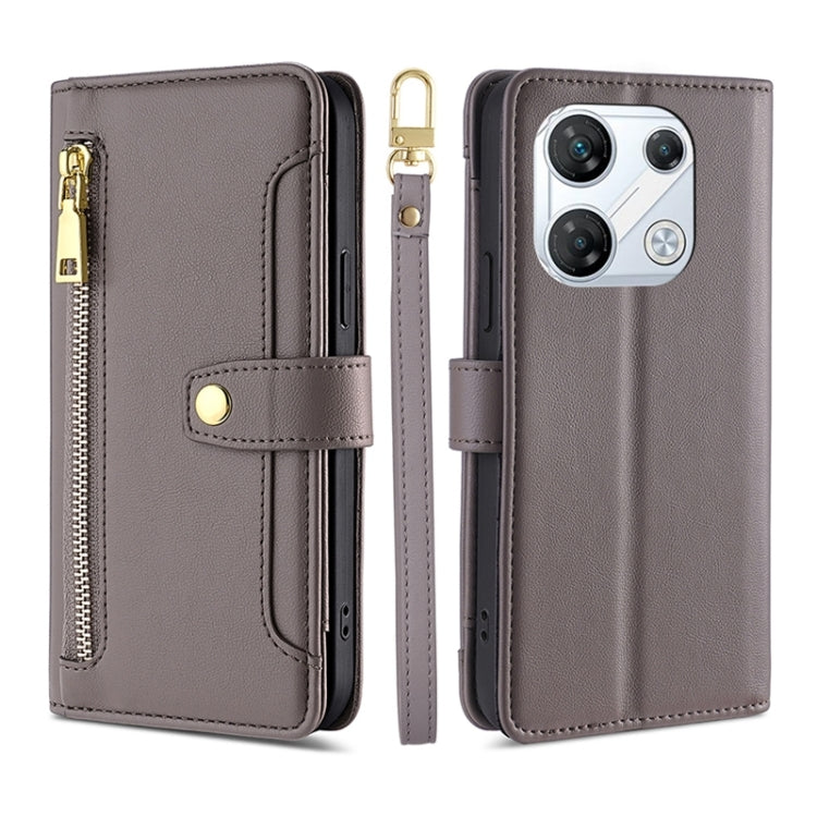 Custodia per telefono in pelle con portafoglio con cerniera a tracolla Lite Sheep Texture, For Infinix Note Edge 5G, For Infinix Smart 20 4G, For Infinix Note 60 5G, For Infinix Hot 60 5G, For Infinix Hot 60 Pro+ 4G, For Infinix Hot 60 Pro 4G          ...