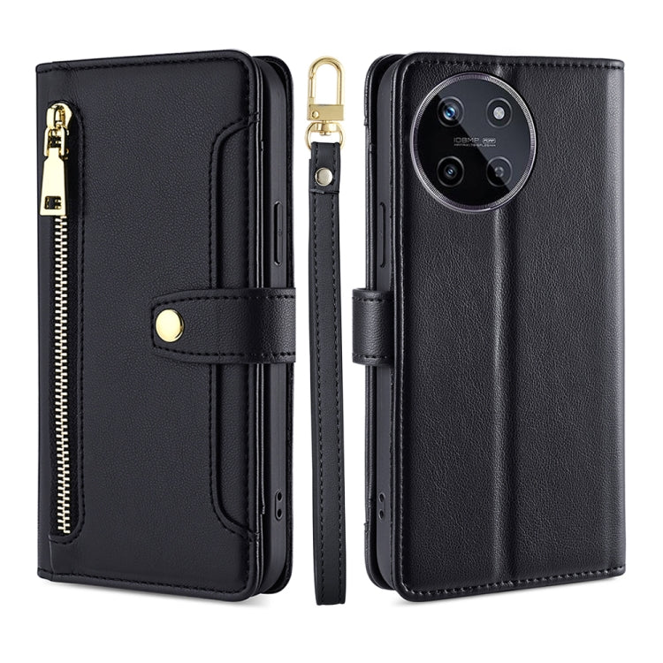 Custodia per telefono in pelle con portafoglio con cerniera a tracolla Lite Sheep Texture, For Realme GT5 Pro 5G, For Realme 11 4G, For Realme GT5 240W, For Realme GT5