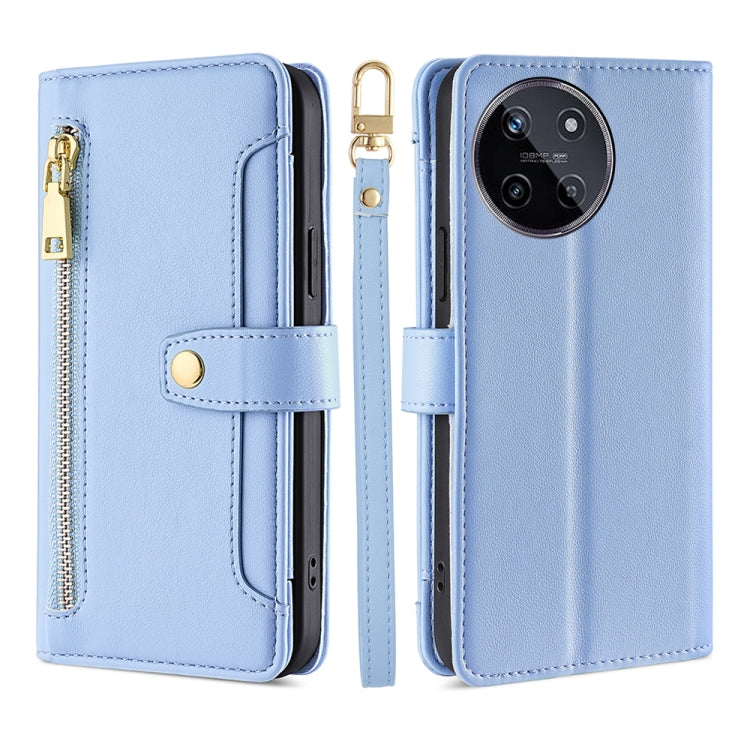 Custodia per telefono in pelle con portafoglio con cerniera a tracolla Lite Sheep Texture, For Realme GT5 Pro 5G, For Realme 11 4G, For Realme GT5 240W, For Realme GT5