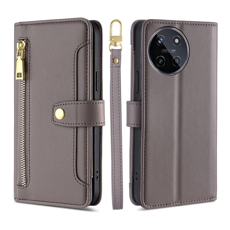 Custodia per telefono in pelle con portafoglio con cerniera a tracolla Lite Sheep Texture, For Realme GT5 Pro 5G, For Realme 11 4G, For Realme GT5 240W, For Realme GT5