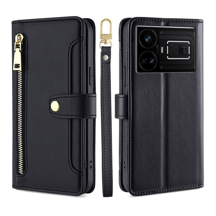 Custodia per telefono in pelle con portafoglio con cerniera a tracolla Lite Sheep Texture, For Realme GT5 Pro 5G, For Realme 11 4G, For Realme GT5 240W, For Realme GT5