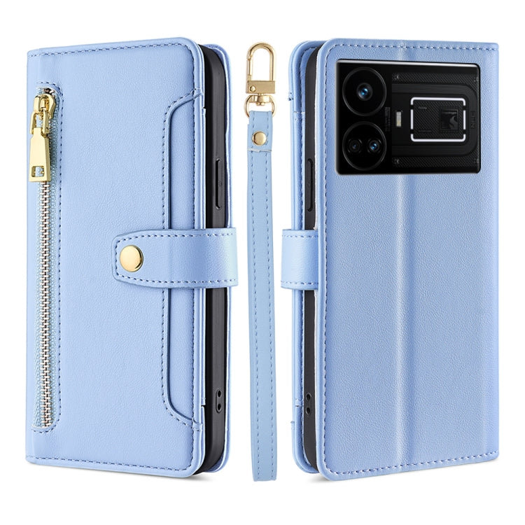 Custodia per telefono in pelle con portafoglio con cerniera a tracolla Lite Sheep Texture, For Realme GT5 Pro 5G, For Realme 11 4G, For Realme GT5 240W, For Realme GT5