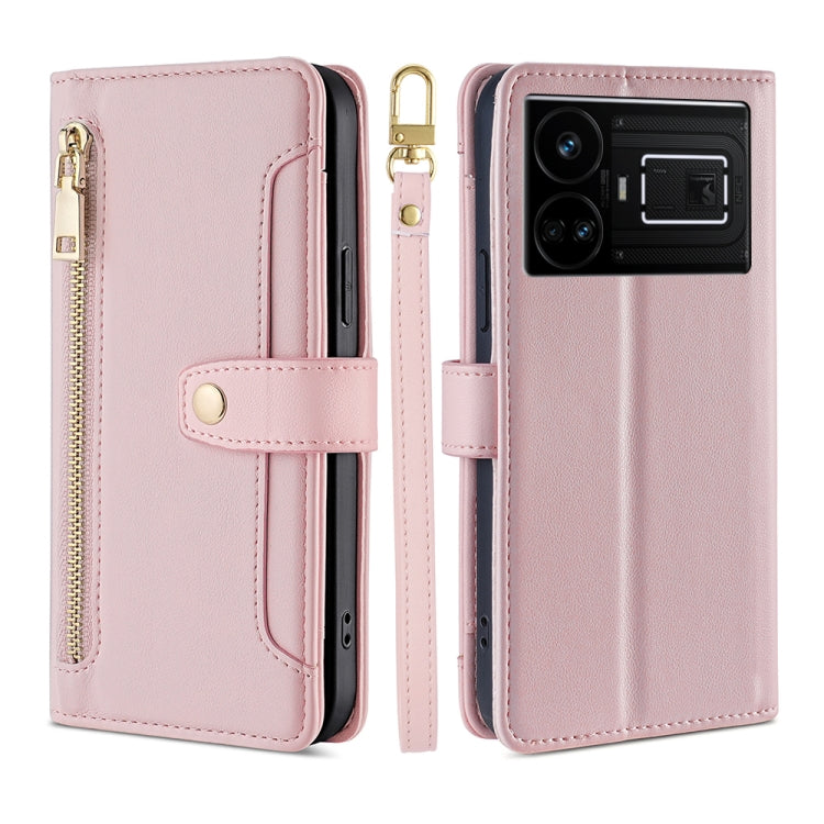 Custodia per telefono in pelle con portafoglio con cerniera a tracolla Lite Sheep Texture, For Realme GT5 Pro 5G, For Realme 11 4G, For Realme GT5 240W, For Realme GT5