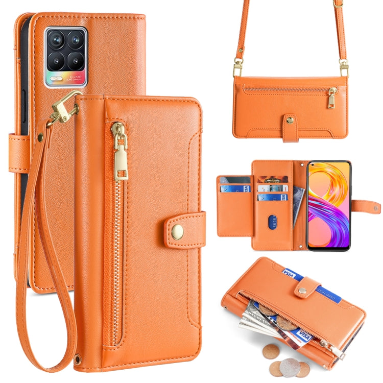 Custodia per telefono in pelle con portafoglio con cerniera a tracolla Lite Sheep Texture, For Realme 8 / 8 Pro, For Realme C20, For Realme C12 / Narzo 20, For Realme 7 / Narzo 20 Pro