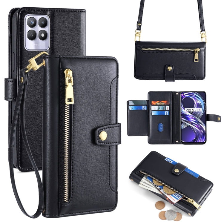 Custodia per telefono in pelle con portafoglio con cerniera a tracolla Lite Sheep Texture, For Realme 8i, For Realme GT Neo 2 5G, For Realme GT Master, For Realme C21Y