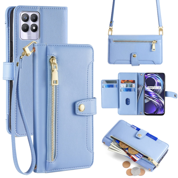 Custodia per telefono in pelle con portafoglio con cerniera a tracolla Lite Sheep Texture, For Realme 8i, For Realme GT Neo 2 5G, For Realme GT Master, For Realme C21Y