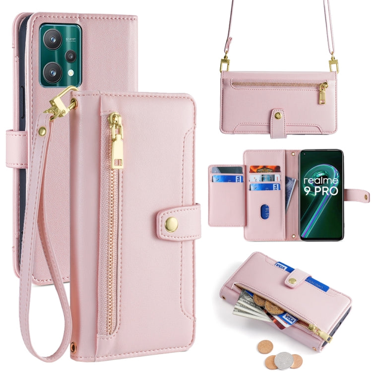 Custodia per telefono in pelle con portafoglio con cerniera a tracolla Lite Sheep Texture, For Realme C35, For Realme 9 Pro, For Realme GT2 Pro, For Realme Narzo 50A