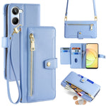 Custodia per telefono in pelle con portafoglio con cerniera a tracolla Lite Sheep Texture, For Realme 10 Pro 5G, For Realme 10 Pro+ 5G, For Realme 10 4G, For Realme C33 4G