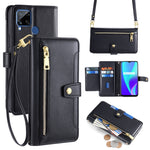 Custodia per telefono in pelle con portafoglio con cerniera a tracolla Lite Sheep Texture, For Realme C15
