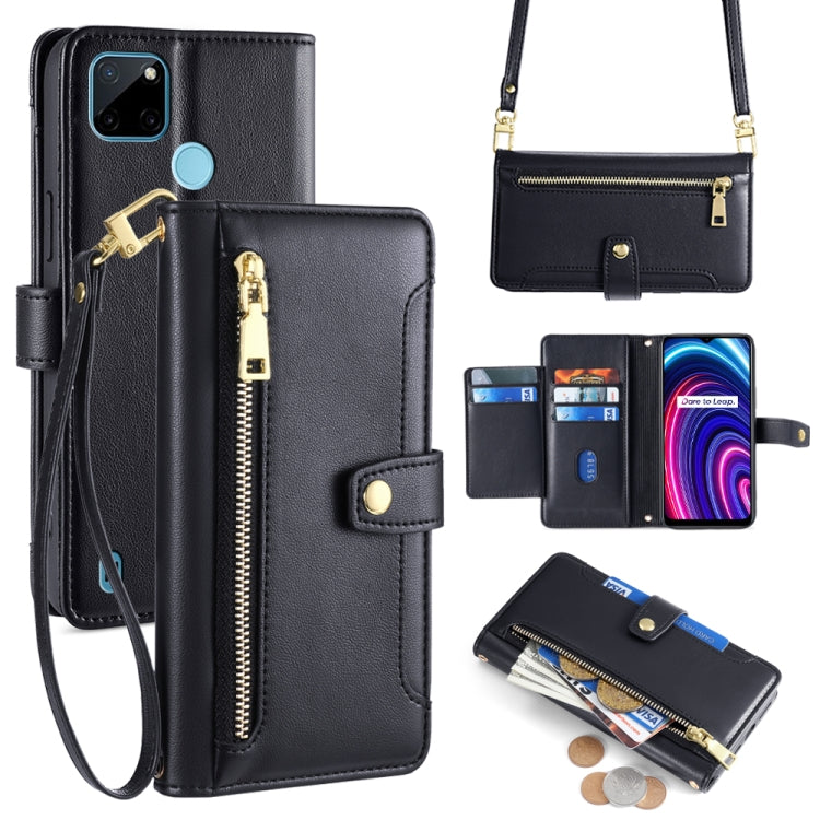 Custodia per telefono in pelle con portafoglio con cerniera a tracolla Lite Sheep Texture, For Realme 8i, For Realme GT Neo 2 5G, For Realme GT Master, For Realme C21Y