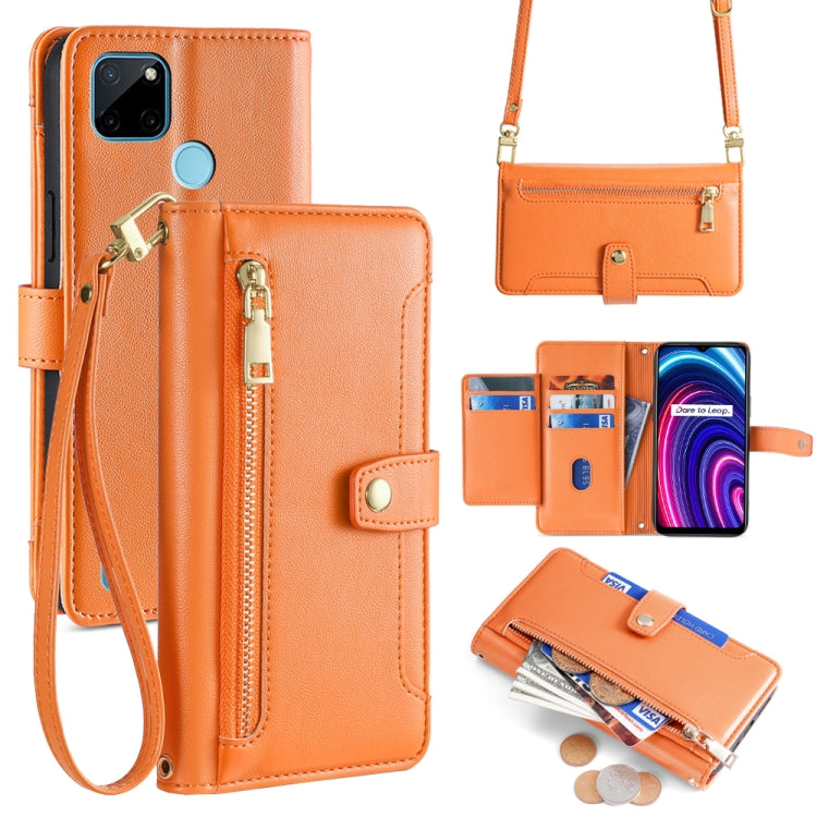 Custodia per telefono in pelle con portafoglio con cerniera a tracolla Lite Sheep Texture, For Realme 8i, For Realme GT Neo 2 5G, For Realme GT Master, For Realme C21Y