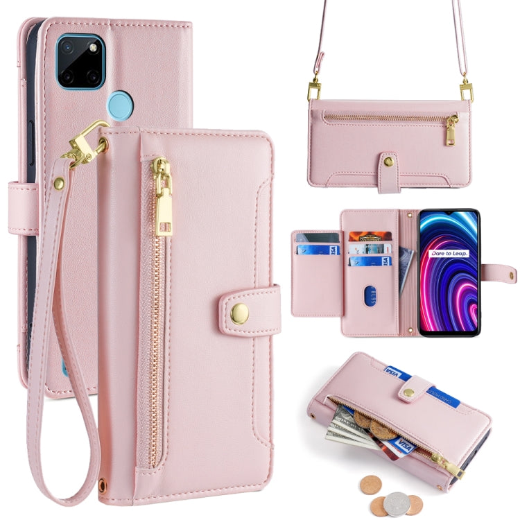 Custodia per telefono in pelle con portafoglio con cerniera a tracolla Lite Sheep Texture, For Realme 8i, For Realme GT Neo 2 5G, For Realme GT Master, For Realme C21Y