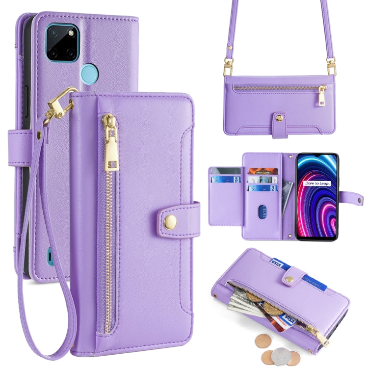 Custodia per telefono in pelle con portafoglio con cerniera a tracolla Lite Sheep Texture, For Realme 8i, For Realme GT Neo 2 5G, For Realme GT Master, For Realme C21Y
