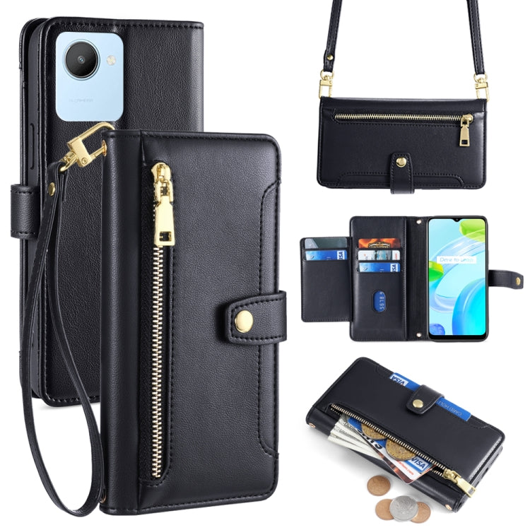 Custodia per telefono in pelle con portafoglio con cerniera a tracolla Lite Sheep Texture, For Realme C30 4G / Narzo 50i Prime, For Realme C31, For Realme GT Neo 3, For Realme 9 Pro+