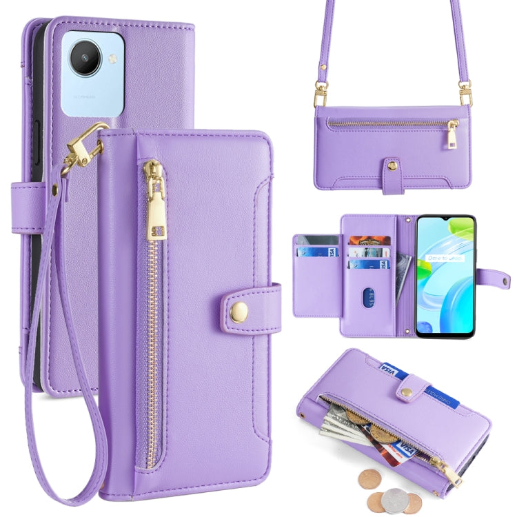 Custodia per telefono in pelle con portafoglio con cerniera a tracolla Lite Sheep Texture, For Realme C30 4G / Narzo 50i Prime, For Realme C31, For Realme GT Neo 3, For Realme 9 Pro+