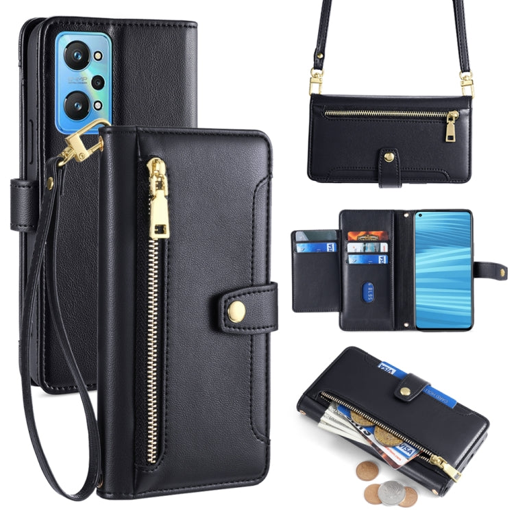 Custodia per telefono in pelle con portafoglio con cerniera a tracolla Lite Sheep Texture, For Realme 8i, For Realme GT Neo 2 5G, For Realme GT Master, For Realme C21Y