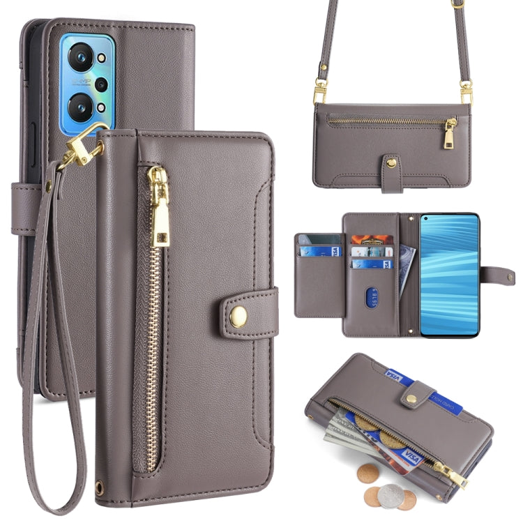 Custodia per telefono in pelle con portafoglio con cerniera a tracolla Lite Sheep Texture, For Realme 8i, For Realme GT Neo 2 5G, For Realme GT Master, For Realme C21Y