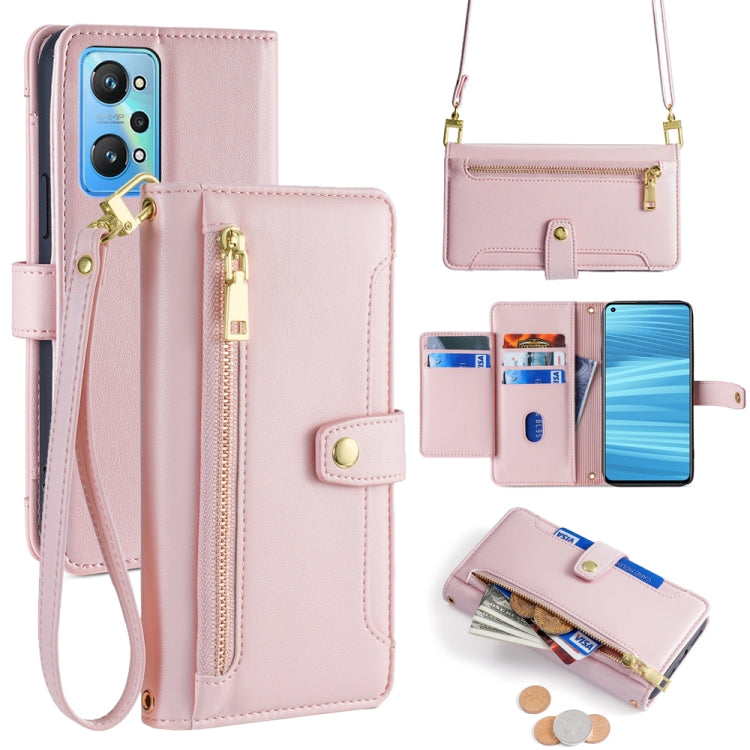Custodia per telefono in pelle con portafoglio con cerniera a tracolla Lite Sheep Texture, For Realme 8i, For Realme GT Neo 2 5G, For Realme GT Master, For Realme C21Y