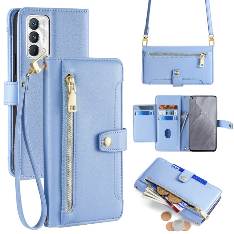 Custodia per telefono in pelle con portafoglio con cerniera a tracolla Lite Sheep Texture, For Realme 8i, For Realme GT Neo 2 5G, For Realme GT Master, For Realme C21Y