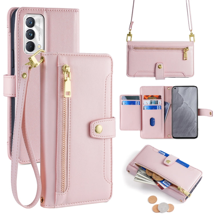 Custodia per telefono in pelle con portafoglio con cerniera a tracolla Lite Sheep Texture, For Realme 8i, For Realme GT Neo 2 5G, For Realme GT Master, For Realme C21Y
