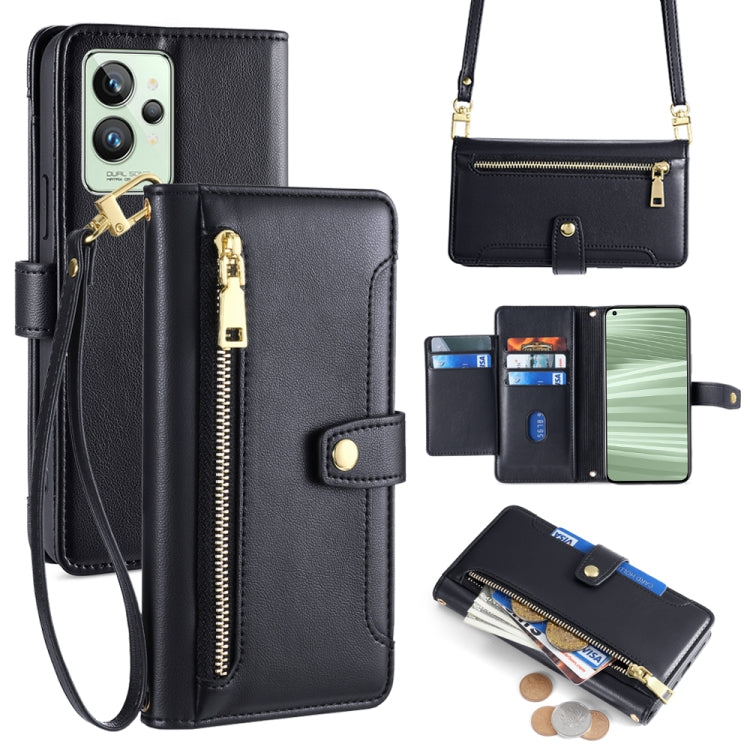Custodia per telefono in pelle con portafoglio con cerniera a tracolla Lite Sheep Texture, For Realme C35, For Realme 9 Pro, For Realme GT2 Pro, For Realme Narzo 50A