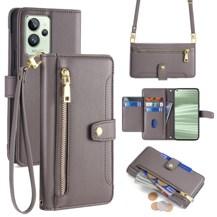 Custodia per telefono in pelle con portafoglio con cerniera a tracolla Lite Sheep Texture, For Realme C35, For Realme 9 Pro, For Realme GT2 Pro, For Realme Narzo 50A