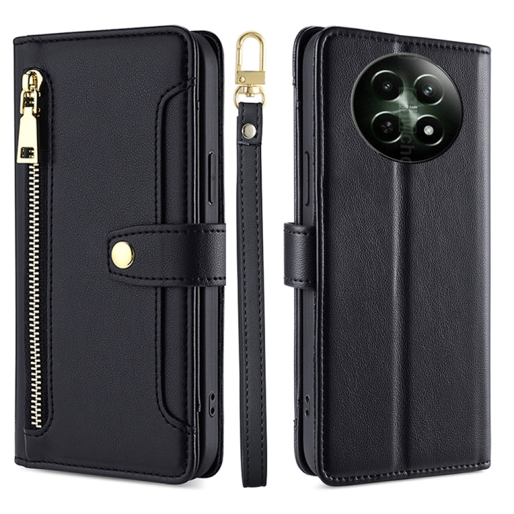 Custodia per telefono in pelle con portafoglio con cerniera a tracolla Lite Sheep Texture, For Realme GT Neo6 SE, For Realme 12 5G, For Realme 12+ 5G, For Realme 12 Pro 5G