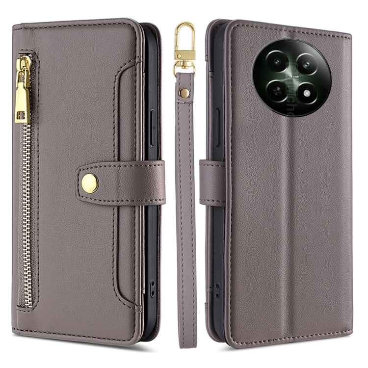 Custodia per telefono in pelle con portafoglio con cerniera a tracolla Lite Sheep Texture, For Realme GT Neo6 SE, For Realme 12 5G, For Realme 12+ 5G, For Realme 12 Pro 5G