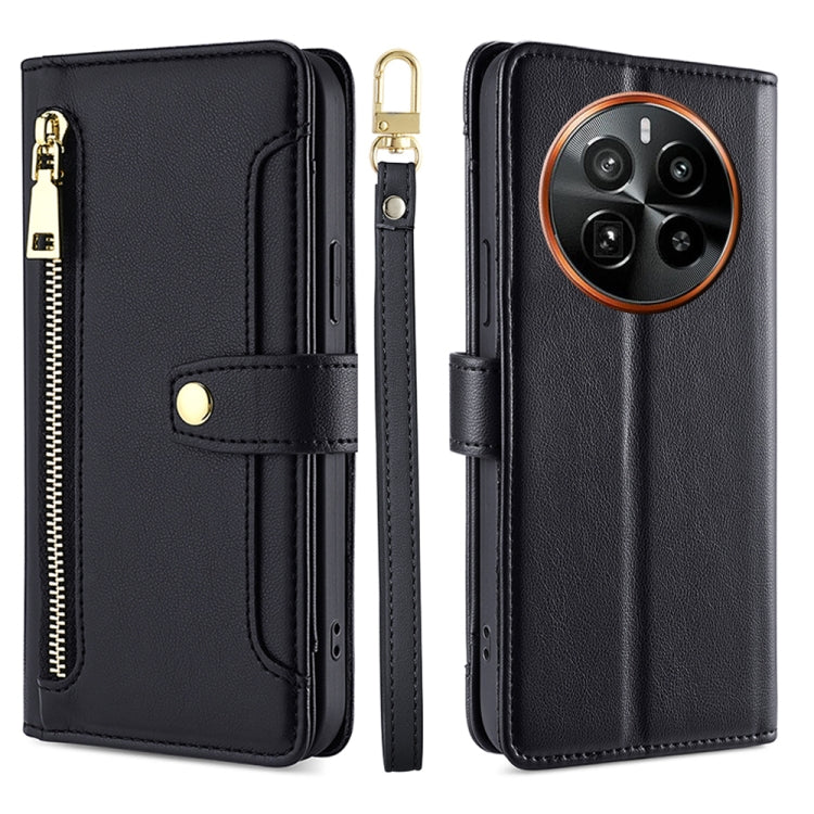 Custodia per telefono in pelle con portafoglio con cerniera a tracolla Lite Sheep Texture, For Realme GT5 Pro 5G, For Realme 11 4G, For Realme GT5 240W, For Realme GT5