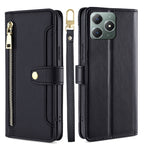 Custodia per telefono in pelle con portafoglio con cerniera a tracolla Lite Sheep Texture, For Realme 14 Pro 5G Global, For Realme C75 4G / 14x 5G Global, For Realme 13 Pro 5G, For Realme C61 4G