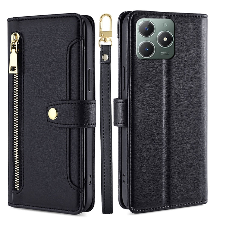 Custodia per telefono in pelle con portafoglio con cerniera a tracolla Lite Sheep Texture, For Realme 14 Pro 5G Global, For Realme C75 4G / 14x 5G Global, For Realme 13 Pro 5G, For Realme C61 4G