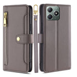 Custodia per telefono in pelle con portafoglio con cerniera a tracolla Lite Sheep Texture, For Realme 14 Pro 5G Global, For Realme C75 4G / 14x 5G Global, For Realme 13 Pro 5G, For Realme C61 4G