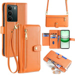 Custodia per telefono in pelle con portafoglio con cerniera a tracolla Lite Sheep Texture, For Realme C85 5G, For Realme C85 Pro 4G, For Realme 15T 5G Global, For Realme C71 4G