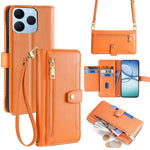 Custodia per telefono in pelle con portafoglio con cerniera a tracolla Lite Sheep Texture, For Realme C85 5G, For Realme C85 Pro 4G, For Realme 15T 5G Global, For Realme C71 4G