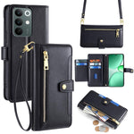 Custodia per telefono in pelle con portafoglio con cerniera a tracolla Lite Sheep Texture, For Realme C85 5G, For Realme C85 Pro 4G, For Realme 15T 5G Global, For Realme C71 4G