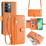 Custodia per telefono in pelle con portafoglio con cerniera a tracolla Lite Sheep Texture, For Realme C85 5G, For Realme C85 Pro 4G, For Realme 15T 5G Global, For Realme C71 4G